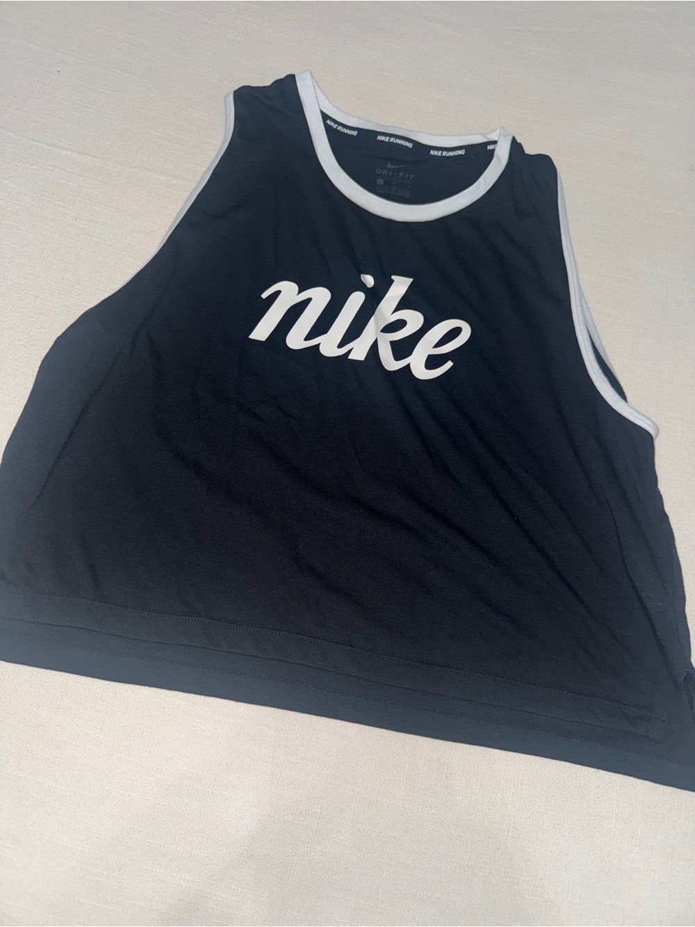 Nike Black Running Tank with White Trim